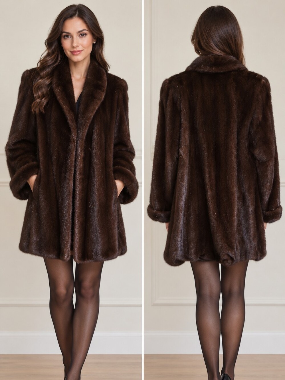 Luxurious Vintage Weiss Genuine Mink Fur Coat, Custom-made 36"